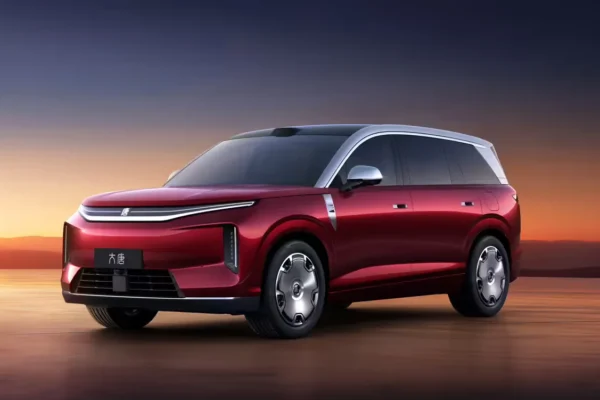 The BYD Great Tang large electric SUV on display at the 2026 Beijing Auto Show, representing the Chinese automaker's new flagship model with 950km claimed range and sub-10-minute flash charging.