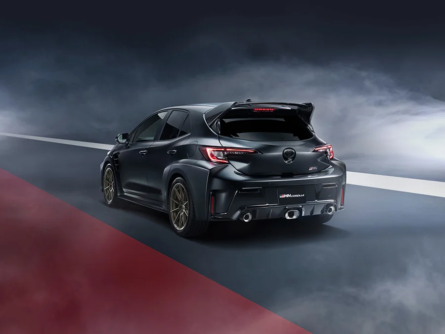 While the Rest of the Industry Wrings Its Hands About EVs, Toyota Has Just Built a 300hp Manual Hatchback With Two Seats and a Wing. 3 toyota grmn corolla 2026 rear